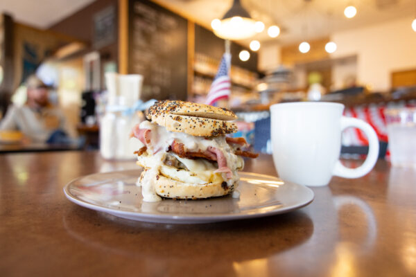 Breakfast sandwich at Crosscut Espresso in Carson, Washington 