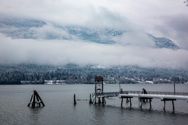 Winter photo of the Columbia River Gorge in Stevenson, Washington