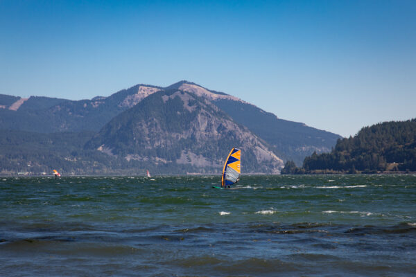 Windsurfing on the Columbia River in Stevenson, Washington